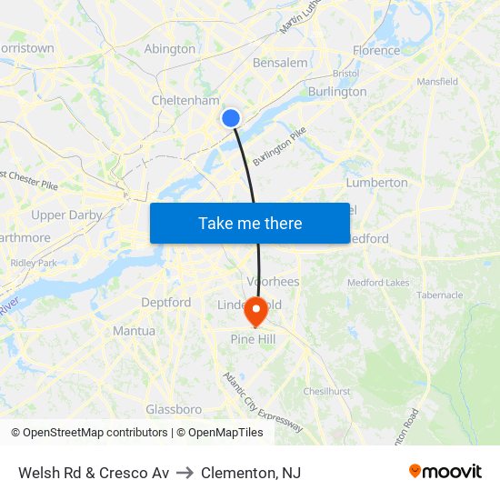 Welsh Rd & Cresco Av to Clementon, NJ map