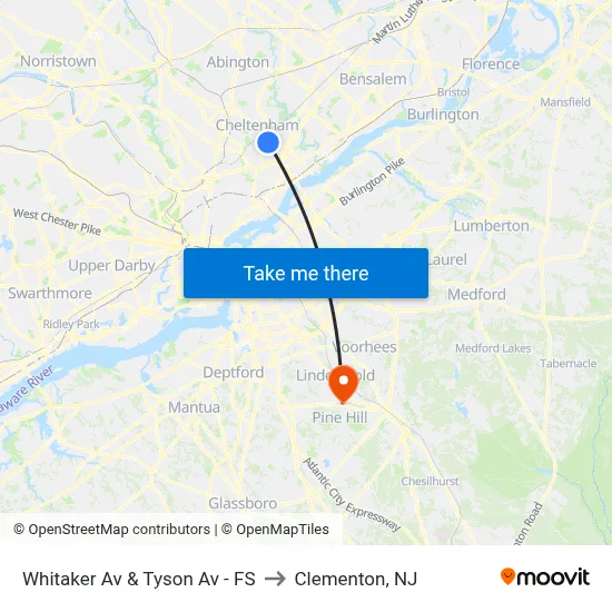 Whitaker Av & Tyson Av - FS to Clementon, NJ map