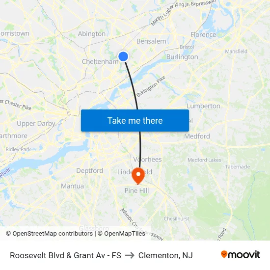 Roosevelt Blvd & Grant Av - FS to Clementon, NJ map