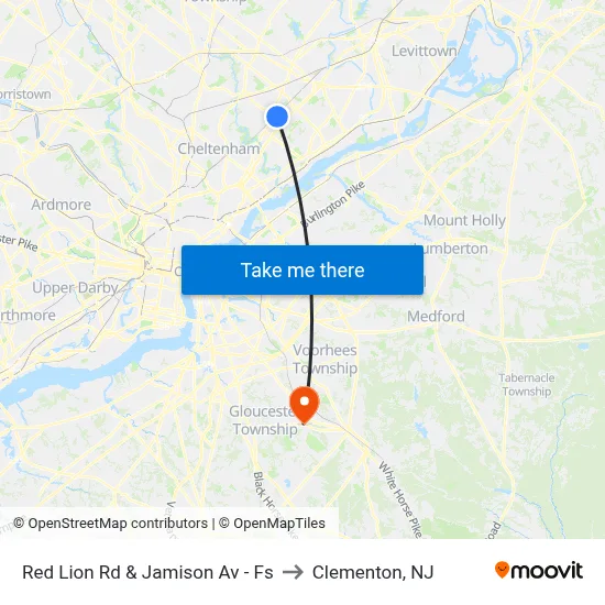 Red Lion Rd & Jamison Av - Fs to Clementon, NJ map