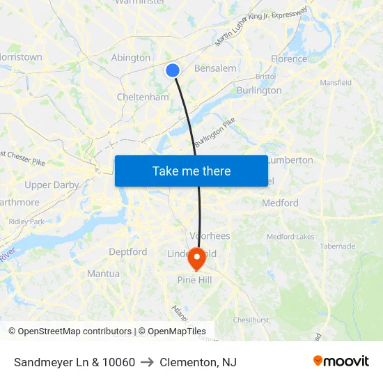 Sandmeyer Ln & 10060 to Clementon, NJ map