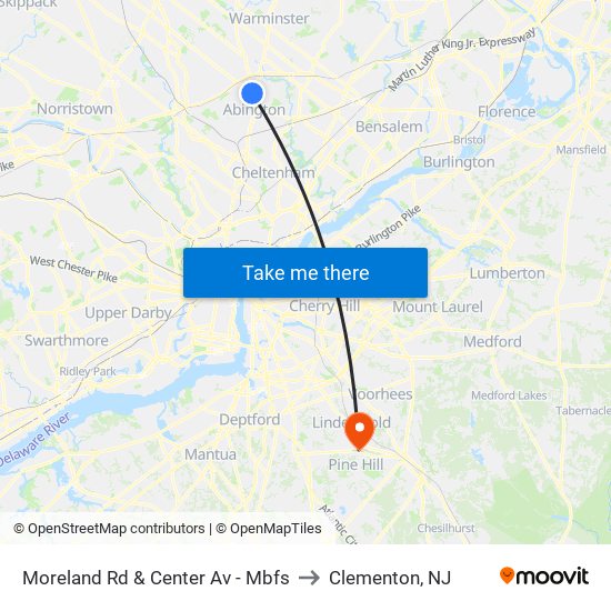 Moreland Rd & Center Av - Mbfs to Clementon, NJ map