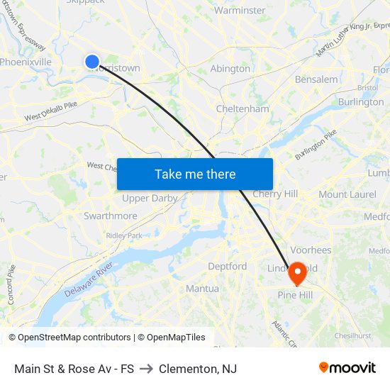 Main St & Rose Av - FS to Clementon, NJ map