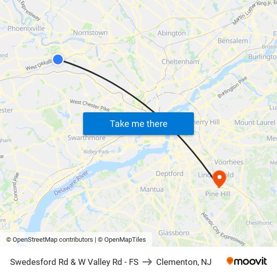 Swedesford Rd & W Valley Rd - FS to Clementon, NJ map