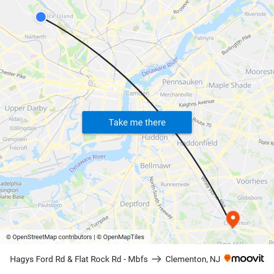 Hagys Ford Rd & Flat Rock Rd - Mbfs to Clementon, NJ map