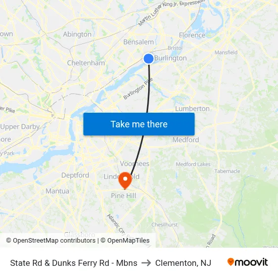 State Rd & Dunks Ferry Rd - Mbns to Clementon, NJ map