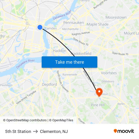 5th St Station to Clementon, NJ map