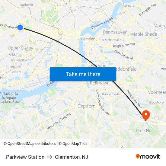 Parkview Station to Clementon, NJ map