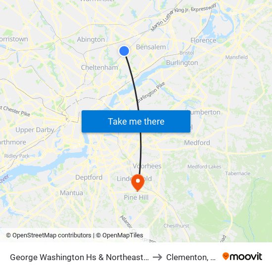 George Washington Hs & Northeast Av to Clementon, NJ map