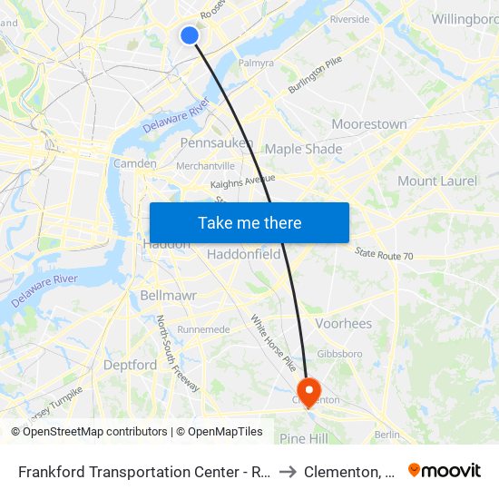 Frankford Transportation Center - Rt 3 to Clementon, NJ map