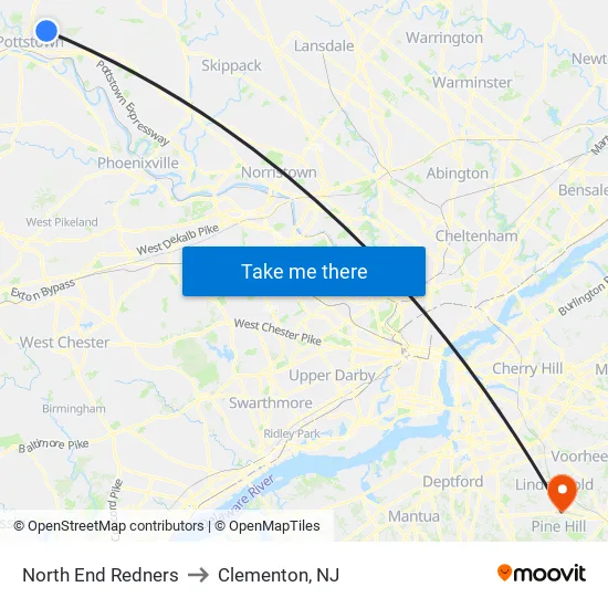 North End Redners to Clementon, NJ map