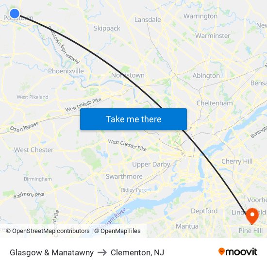 Glasgow & Manatawny to Clementon, NJ map