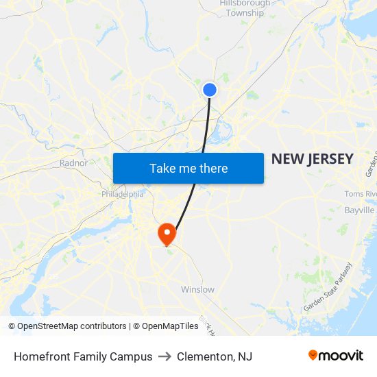 Homefront Family Campus to Clementon, NJ map