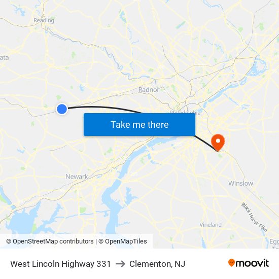 West Lincoln Highway 331 to Clementon, NJ map
