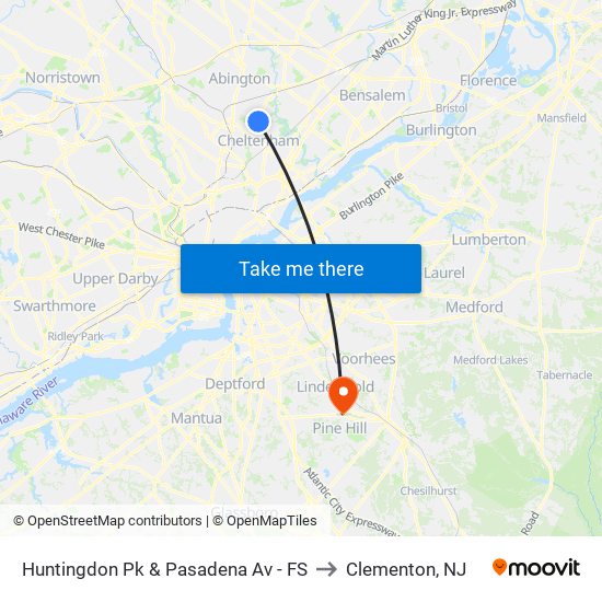 Huntingdon Pk & Pasadena Av - FS to Clementon, NJ map