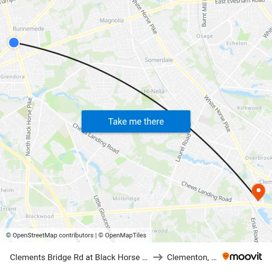 Clements Bridge Rd at Black Horse Pike to Clementon, NJ map