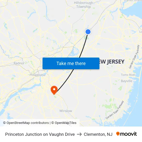 Princeton Junction on Vaughn Drive to Clementon, NJ map