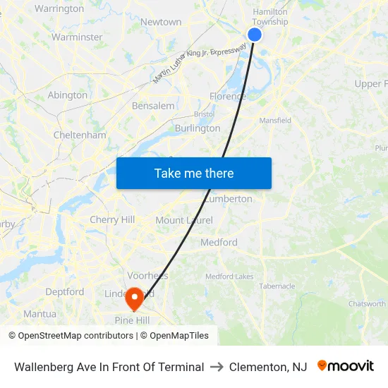 Wallenberg Ave In Front Of Terminal to Clementon, NJ map