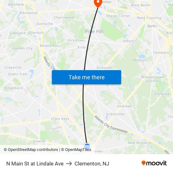 N Main St at Lindale Ave to Clementon, NJ map