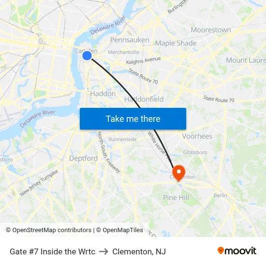 Gate #7 Inside the Wrtc to Clementon, NJ map