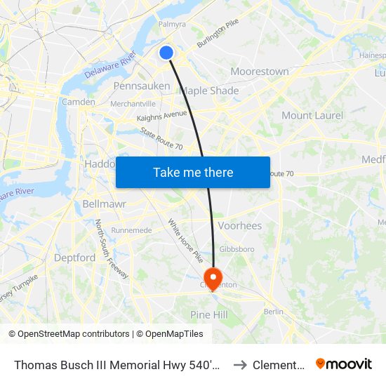 Thomas Busch III Memorial Hwy 540'N Of National H# to Clementon, NJ map