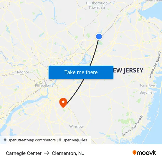 Carnegie Center to Clementon, NJ map