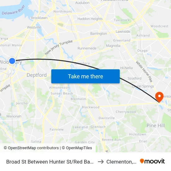 Broad St Between Hunter St/Red Bank Ave to Clementon, NJ map