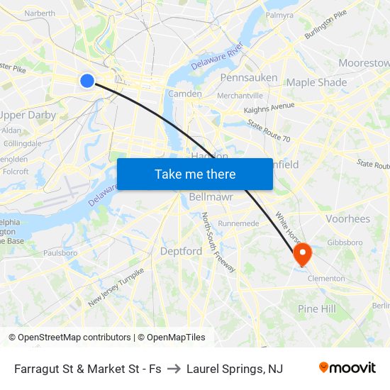 Farragut St & Market St - Fs to Laurel Springs, NJ map