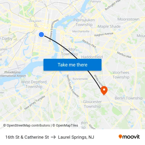 16th St & Catherine St to Laurel Springs, NJ map
