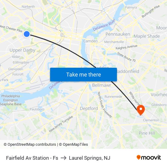 Fairfield Av Station - Fs to Laurel Springs, NJ map