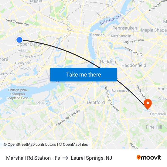 Marshall Rd Station - Fs to Laurel Springs, NJ map