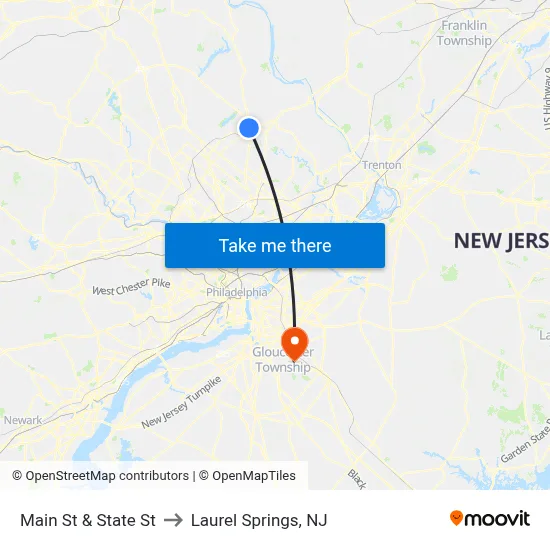 Main St & State St to Laurel Springs, NJ map