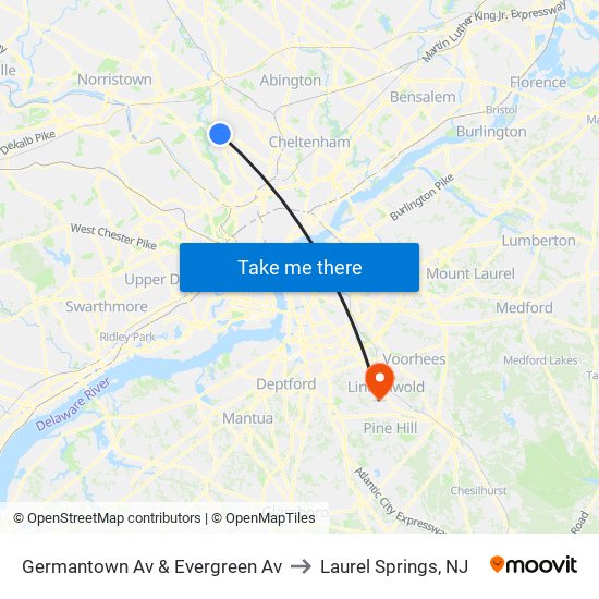 Germantown Av & Evergreen Av to Laurel Springs, NJ map