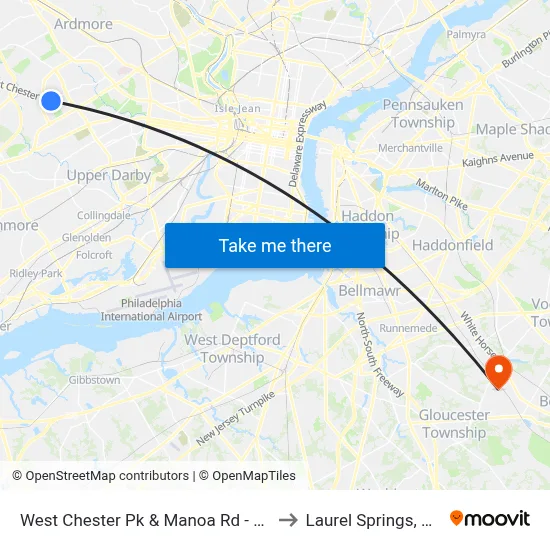 West Chester Pk & Manoa Rd - Fs to Laurel Springs, NJ map