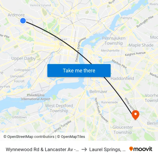 Wynnewood Rd & Lancaster Av - FS to Laurel Springs, NJ map