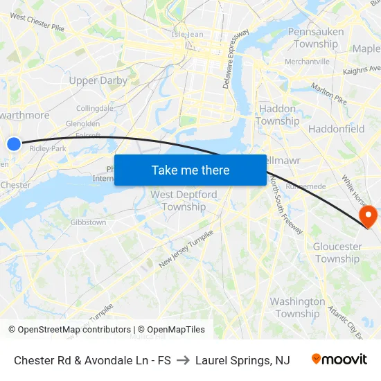 Chester Rd & Avondale Ln - FS to Laurel Springs, NJ map