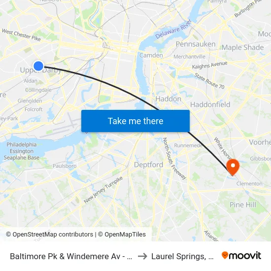 Baltimore Pk & Windemere Av - Fs to Laurel Springs, NJ map