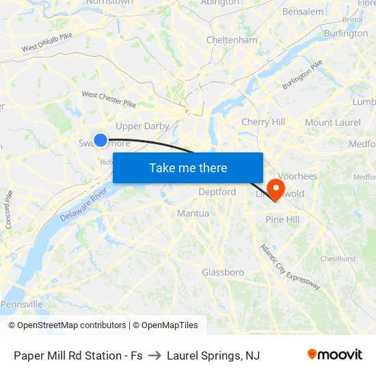 Paper Mill Rd Station - Fs to Laurel Springs, NJ map