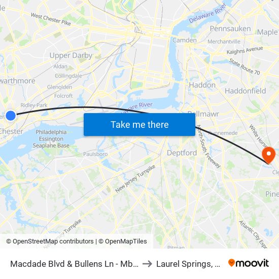 Macdade Blvd & Bullens Ln - Mbfs to Laurel Springs, NJ map
