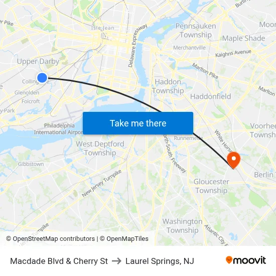 Macdade Blvd & Cherry St to Laurel Springs, NJ map
