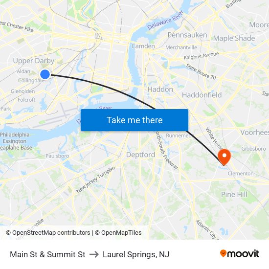 Main St & Summit St to Laurel Springs, NJ map