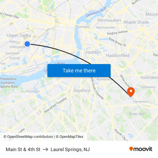 Main St & 4th St to Laurel Springs, NJ map