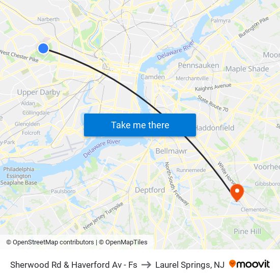 Sherwood Rd & Haverford Av - Fs to Laurel Springs, NJ map