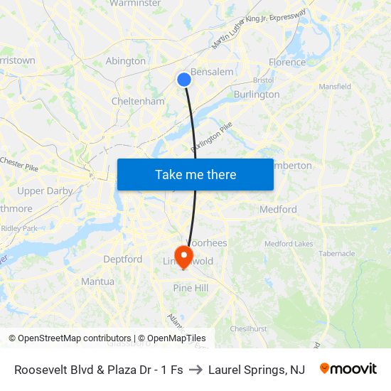 Roosevelt Blvd & Plaza Dr - 1 Fs to Laurel Springs, NJ map