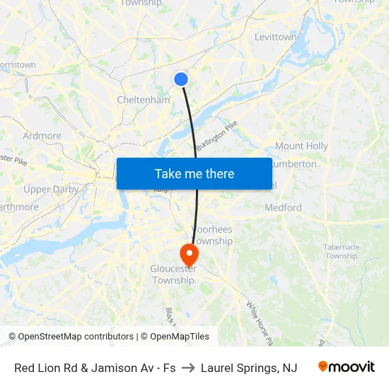Red Lion Rd & Jamison Av - Fs to Laurel Springs, NJ map