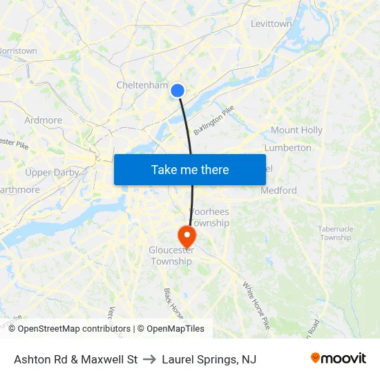 Ashton Rd & Maxwell St to Laurel Springs, NJ map