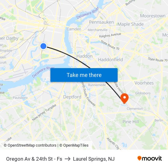 Oregon Av & 24th St - Fs to Laurel Springs, NJ map