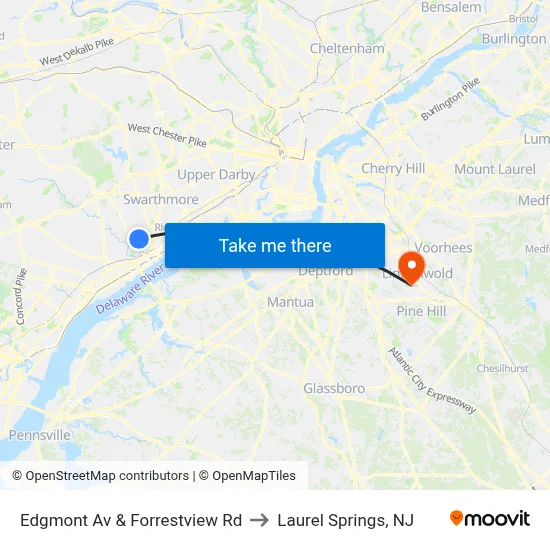 Edgmont Av & Forrestview Rd to Laurel Springs, NJ map