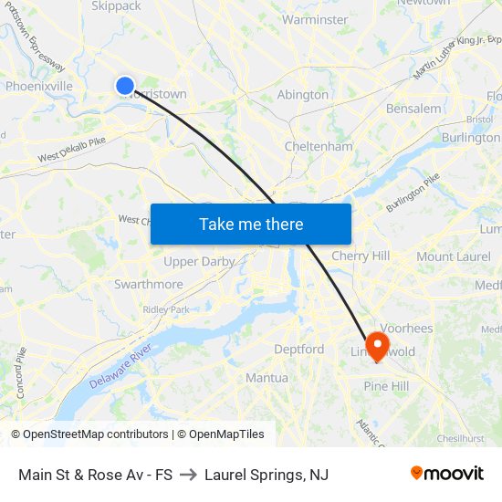 Main St & Rose Av - FS to Laurel Springs, NJ map