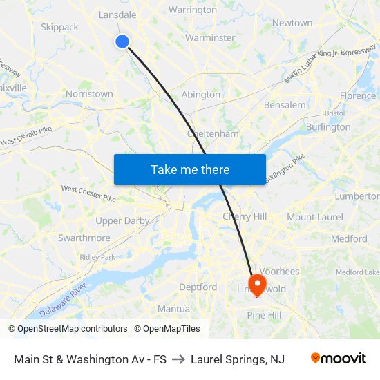 Main St & Washington Av - FS to Laurel Springs, NJ map